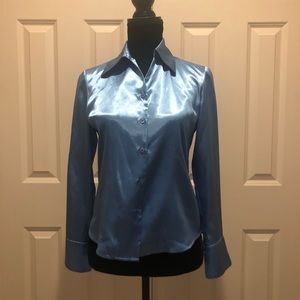 Kasper Blue Long Sleeve Blouse 2P